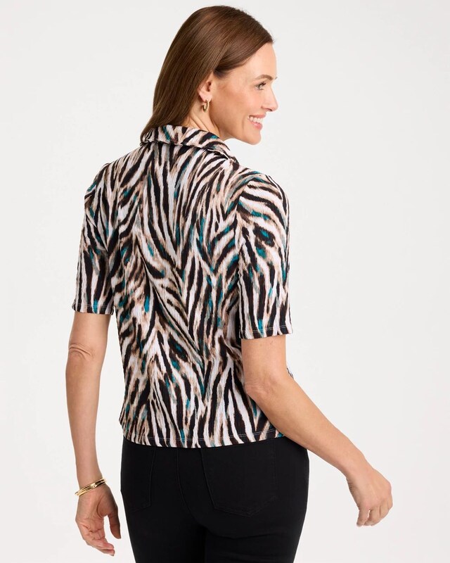 Tiger Print Textured Camp Tee - image 3